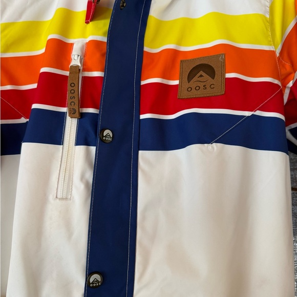 Women's Belted White Retro Rainbow Stripe Ski and Snow Suit XS - OOSC - Picture 3 of 13